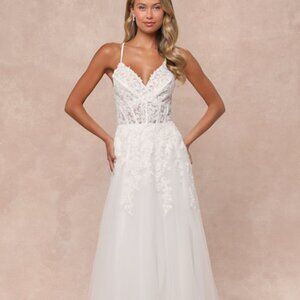 Glorious Luxury White Sheer Tulle Embroidered Beaded Maxi Dress